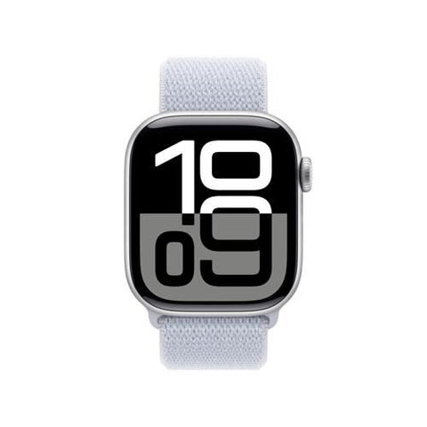 Apple Watch Series 10 GPS 42 mm | Alumínio Prateado | Bracelete Loop Desportiva Nuvem Azul