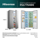 Frigorífico Americano Hisense RS677N4BIE | 178,6x91x64,3 cm | 519L | E | iNOX